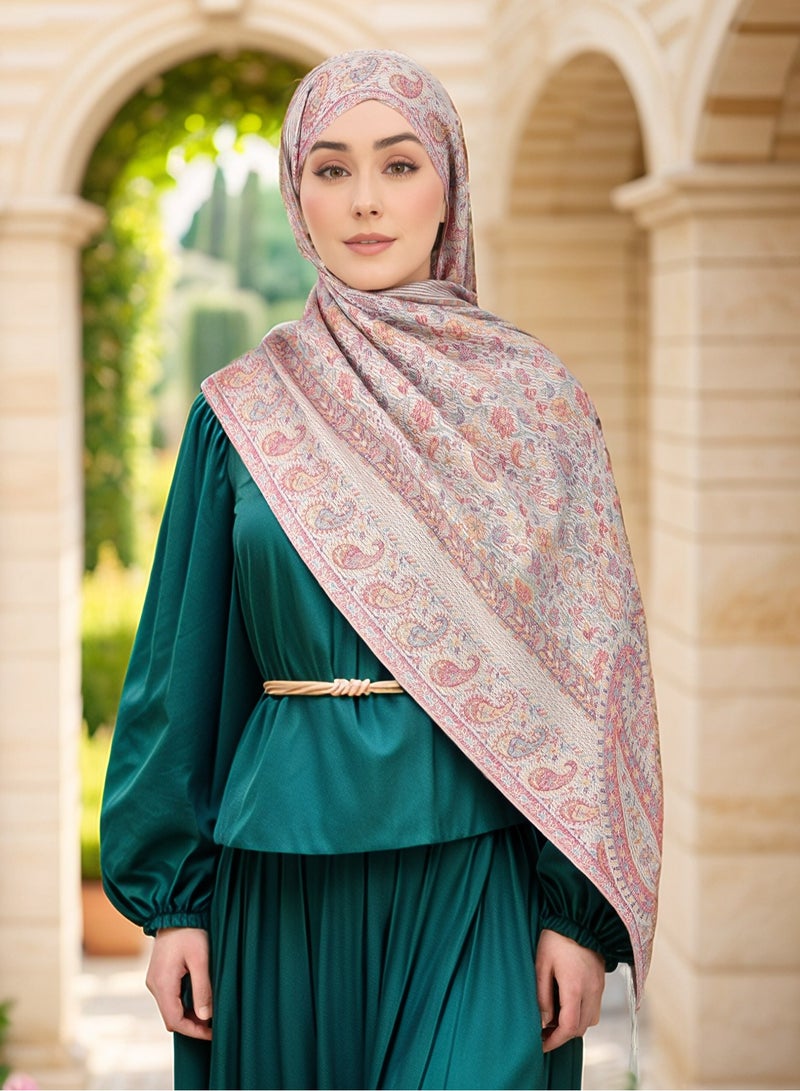Cashew Printed Pashmina Shawl Thick Jacquard Tassel Shawl Women Comfortable Hijab Muslim Headscarf Tudung  - Image 1