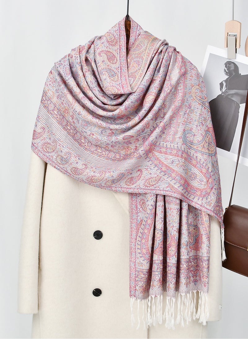 Cashew Printed Pashmina Shawl Thick Jacquard Tassel Shawl Women Comfortable Hijab Muslim Headscarf Tudung  - Image 3