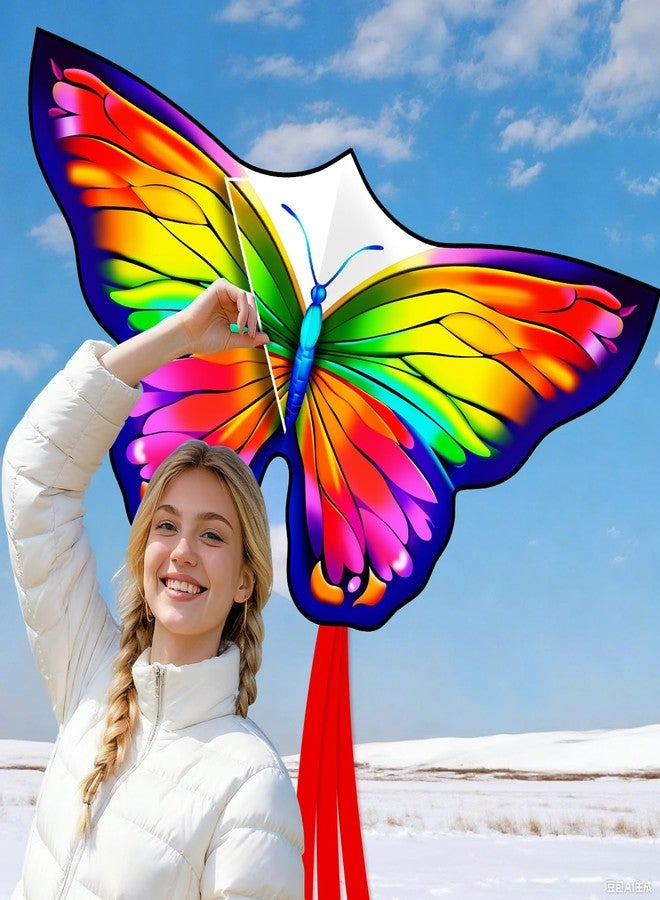 YFAFENGS Butterfly Kites for Kids & Adults - Rainbow Color Easter Kites for Outdoor Family Fun, Includes Kite String & Carry Bag, Perfect for Beach, Park, and Outdoor Activities (Ages 8-12) - Image 4