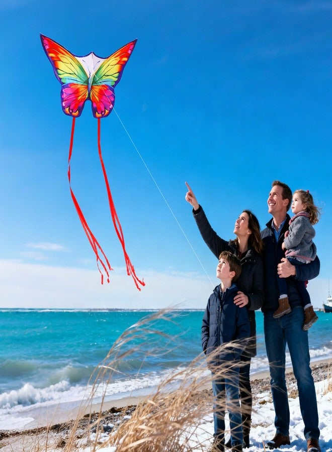 YFAFENGS Butterfly Kites for Kids & Adults - Rainbow Color Easter Kites for Outdoor Family Fun, Includes Kite String & Carry Bag, Perfect for Beach, Park, and Outdoor Activities (Ages 8-12) - Image 3