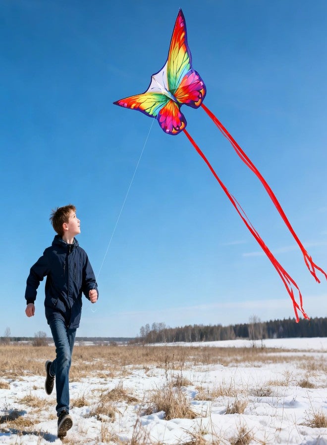 YFAFENGS Butterfly Kites for Kids & Adults - Rainbow Color Easter Kites for Outdoor Family Fun, Includes Kite String & Carry Bag, Perfect for Beach, Park, and Outdoor Activities (Ages 8-12) - Image 5