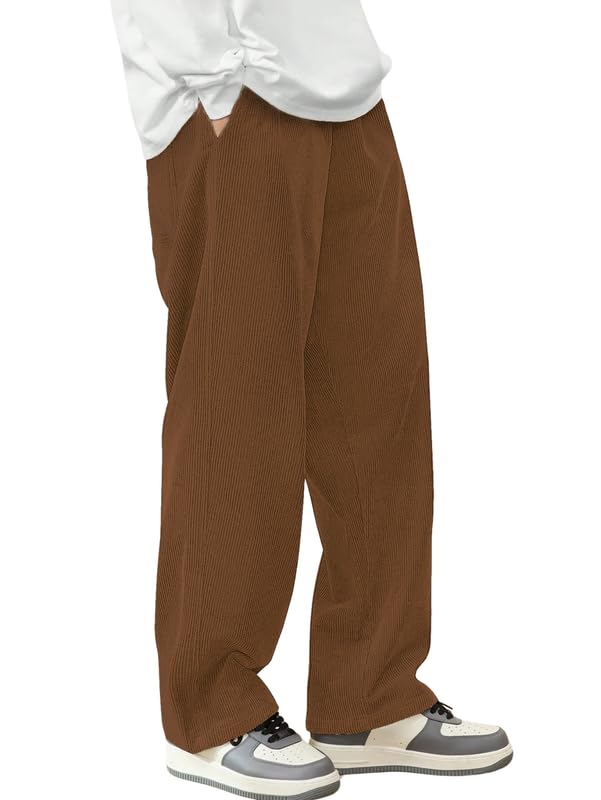 SMOWKLY Men's Premium Cotton Rib Relaxed Fit Sweatpant Trouser || Flexible Elastic Waist with Drawstring || Comfortable Pant for Causal & Formal Wear (1649_LB_34) Light Brown - Image 1