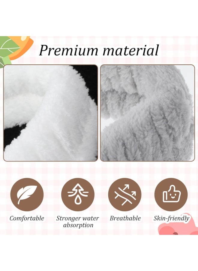 TEMPO 2 Pcs Cat Ears Headband, Cute Cat Spa Hair band for Washing Face Skincare Makeup Headbands for Women Girls Soft Coral Fleece Hair Accessories - Image 3