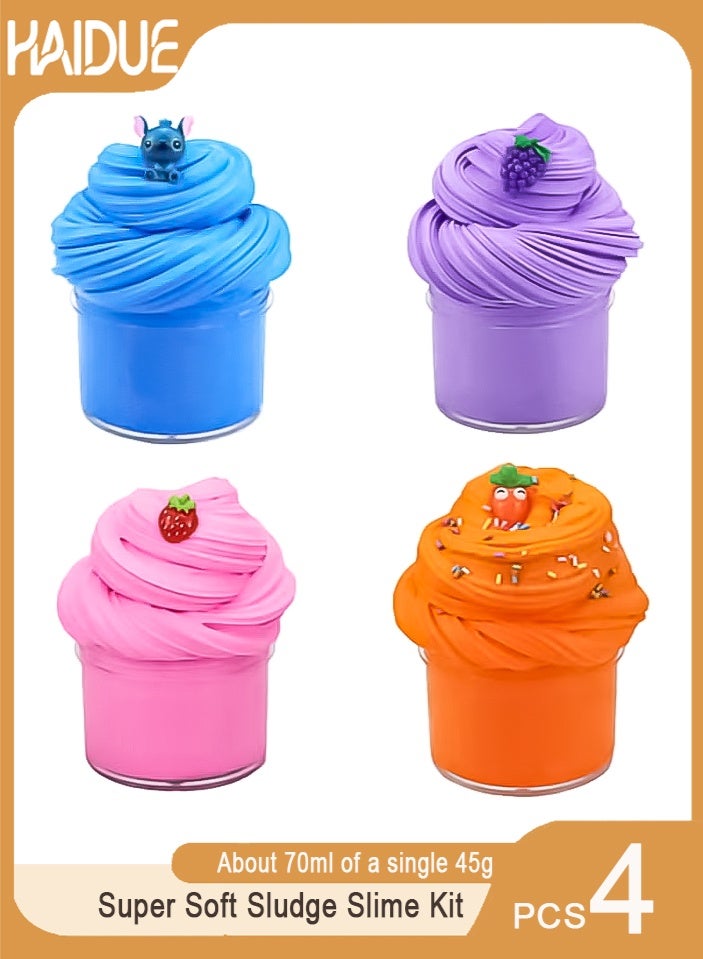 Haidue 4-Pieces Super Soft Sludge Slime Kit Stress Relief Toys - Image 1