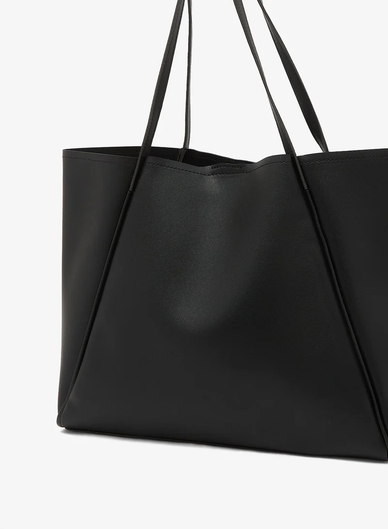 Glamorous BLACK Oversized Faux Leather Tote Bag for Women | Best Price UAE