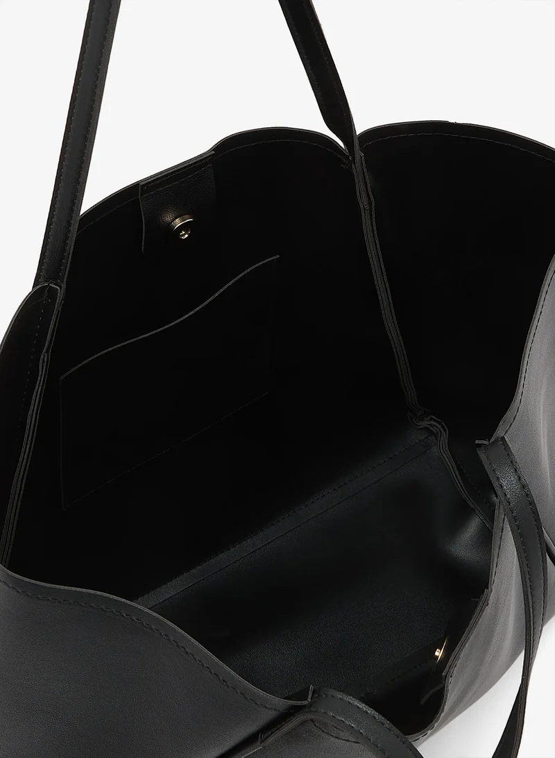 Glamorous BLACK Oversized Faux Leather Tote Bag for Women | Best Price UAE