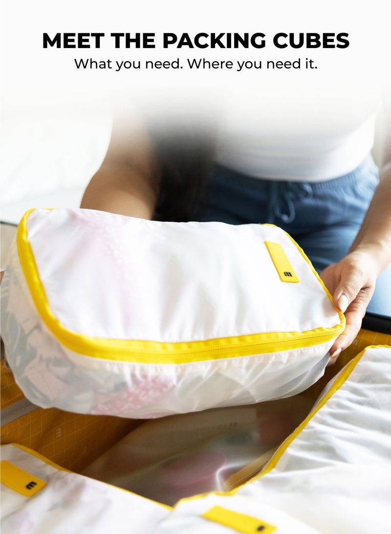 Mokobara Packing Cubes Set of 6 | 4 Sizes + Shoe Bag + Toiletry Bag | Water-Resistant Nylon | Mesh-Top, Fits Any Suitcase | Green (Homegrown Sunray) - Image 2