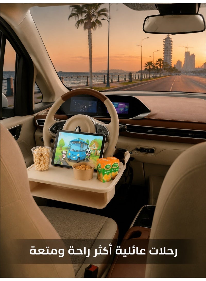 2-in-1 Car Steering Wheel Table & Seat Back Storage Organizer Tray - Multipurpose Laptop Stand & Food Table - Image 4