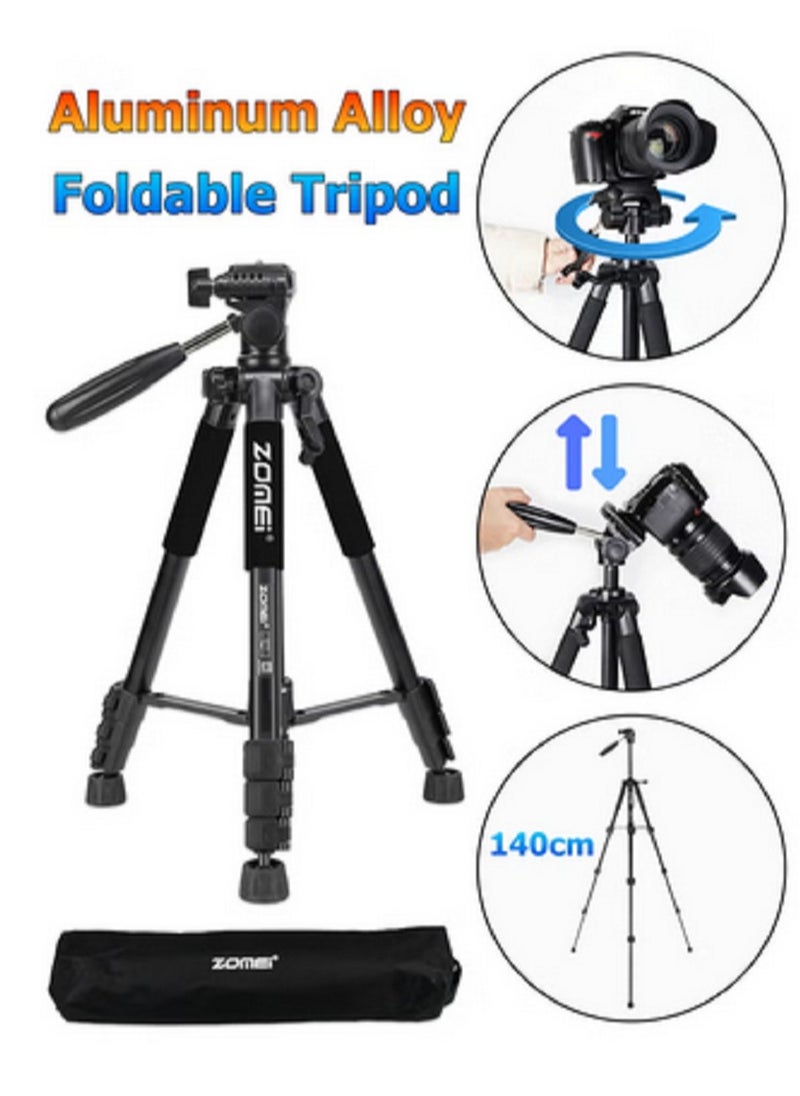 Zomei 142cm/56 Inch Lightweight Portable Aluminum Alloy Camera Travel Tripod with Mobile Phone Holder and Bluetooth Remote Control  - Image 1