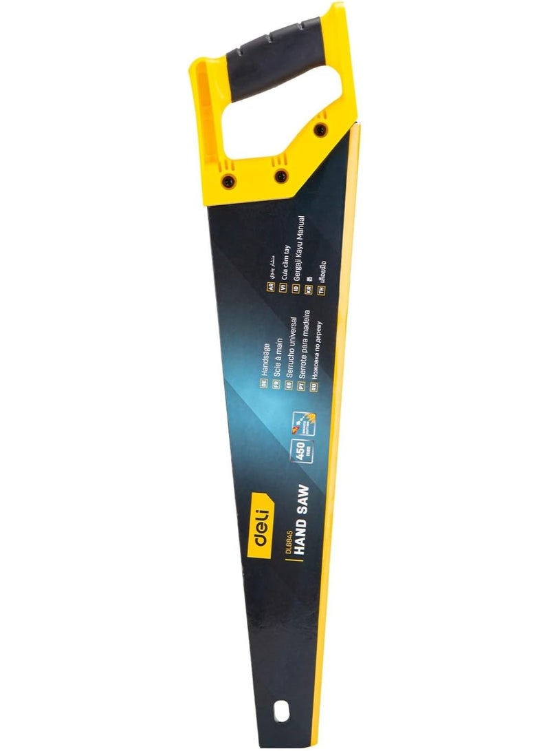 Deli 450mm Hand Saw - 65Mn Steel Blade with Triple-Ground Teeth - High-Frequency Quenched for Sharp Cutting - Professional Wood Saw - Image 5