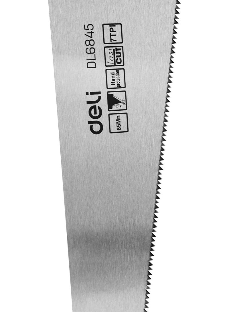 Deli 450mm Hand Saw - 65Mn Steel Blade with Triple-Ground Teeth - High-Frequency Quenched for Sharp Cutting - Professional Wood Saw - Image 3