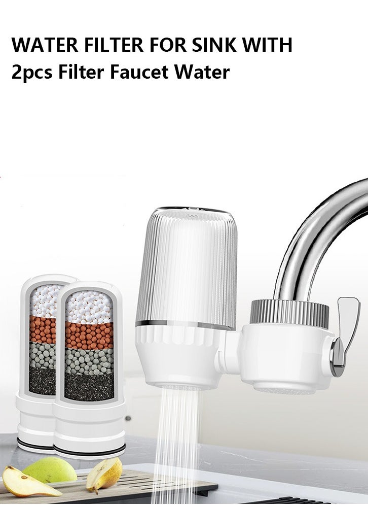 Generic Water Filter for Sink with 2 Replacement Filter Faucet Water Filter Faucet Water Purifier Water Filtration System Reduce Chlorine and Bad Odor Impurities for Tap Kitchen Bathroom Tub  - Image 1