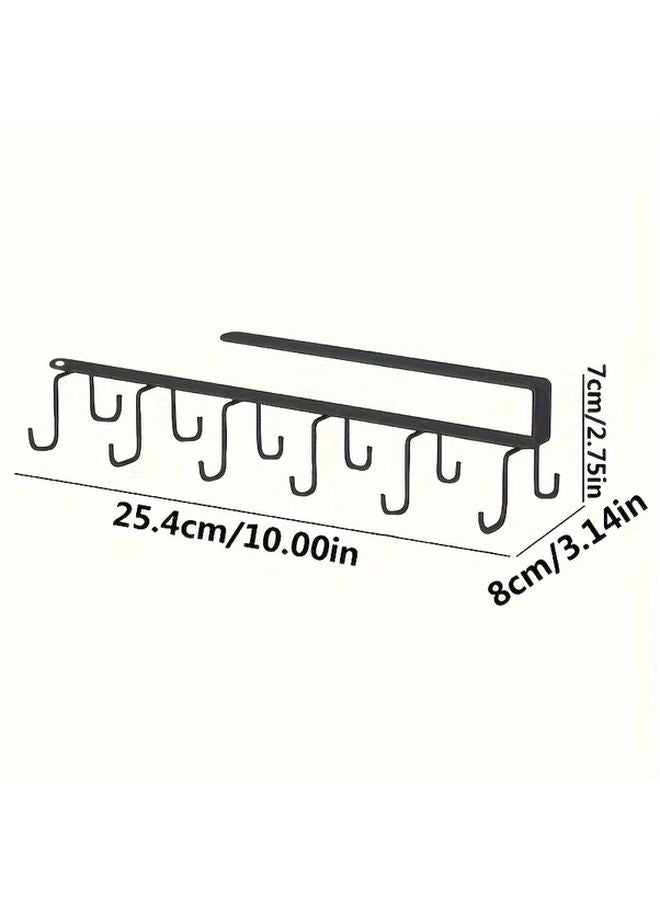 Black Double Row Door Mounted Hook Rack Traceless Iron Hanging Storage For Cups - Image 1