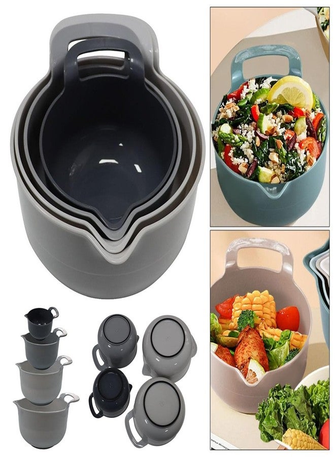 hobbyme Mixing Bowls - 4 Piece Nesting Plastic Mixing Bowl Set with Pour Spouts and Handles Vegetable Bowl Large Capacity - Image 2