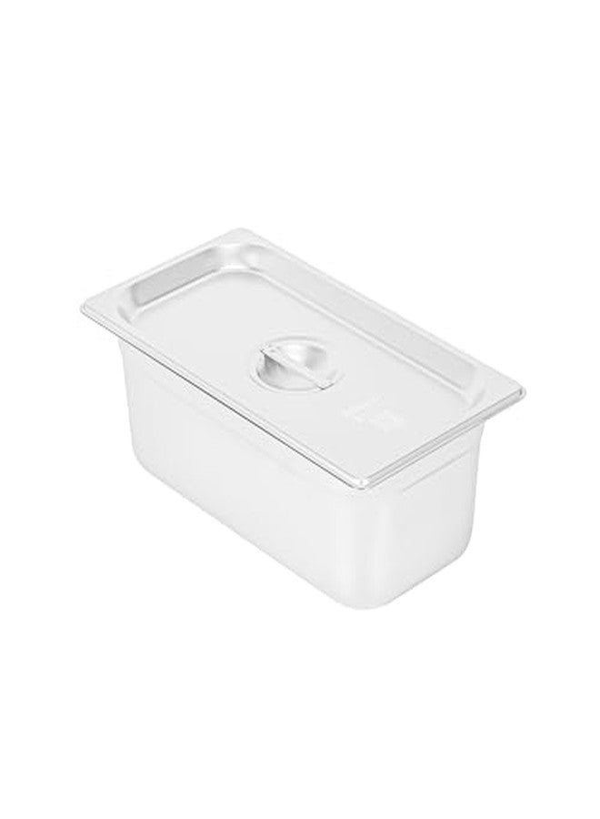 Restaurantware-LID ONLY: Kitchen Tek 12.8 x 6.9 Inch Steam Table Pan Cover, 1 NSF Hotel Pan Cover - 1/3 Size Sold Separately, With Handle, Stainless Steel Lid, For Catering - Image 2