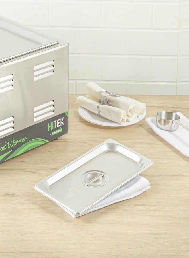 Restaurantware-LID ONLY: Kitchen Tek 12.8 x 6.9 Inch Steam Table Pan Cover, 1 NSF Hotel Pan Cover - 1/3 Size Sold Separately, With Handle, Stainless Steel Lid, For Catering - Image 4
