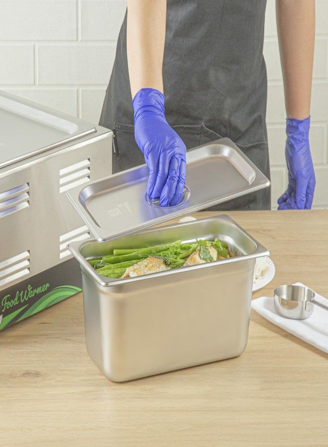 Restaurantware-LID ONLY: Kitchen Tek 12.8 x 6.9 Inch Steam Table Pan Cover, 1 NSF Hotel Pan Cover - 1/3 Size Sold Separately, With Handle, Stainless Steel Lid, For Catering - Image 5