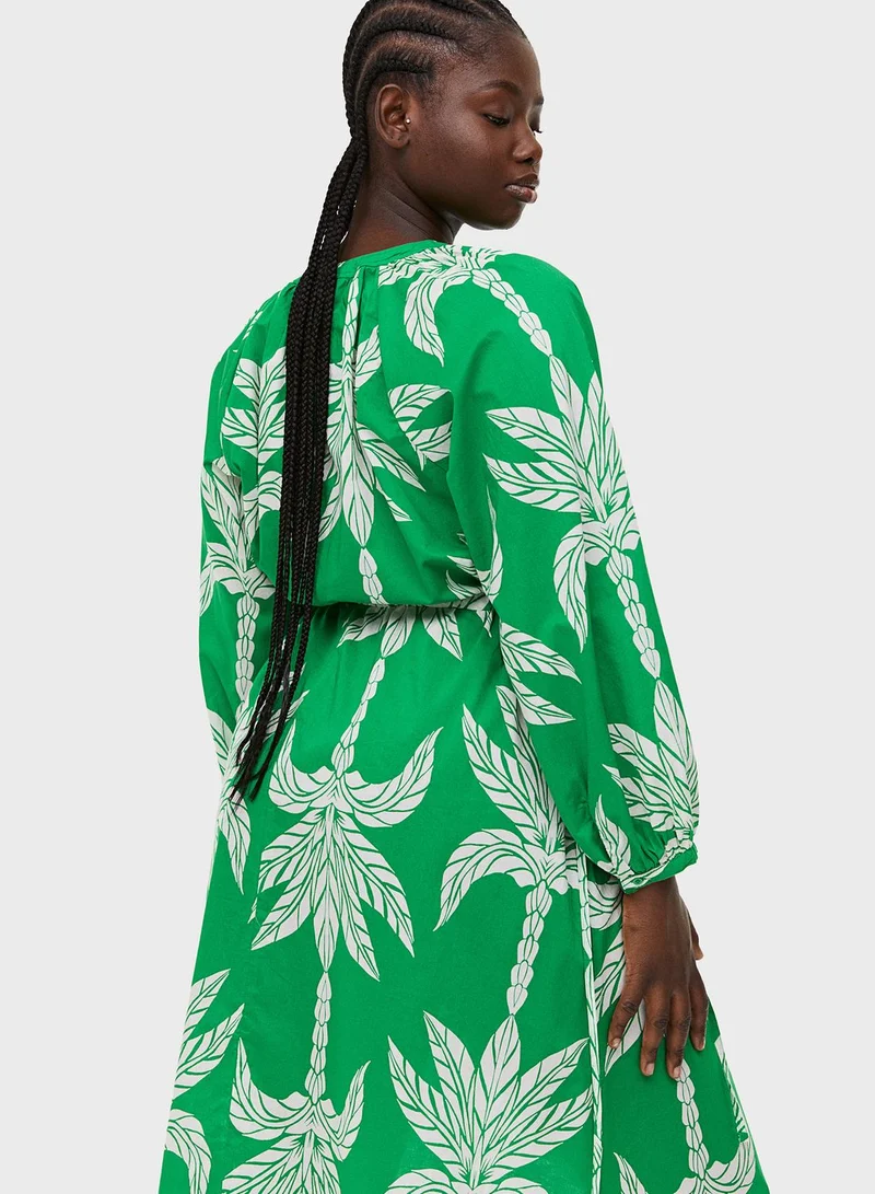 H&M Balloon Sleeve Floral Printed Dress