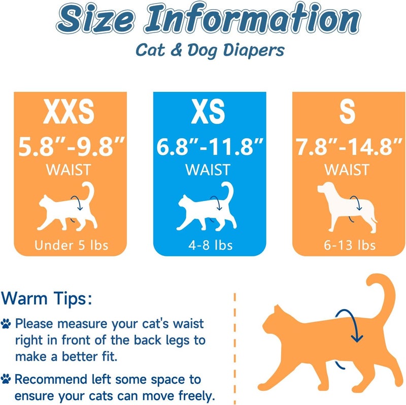 Pet Soft Disposable Cat Diapers - Female Dog Diapers for Cats & Dogs in Heat Period or Urine Incontinence, Doggie Diapers Ultra Absorbent Leak-Proof Puppy Diapers 24pcs (Orange, XXS) - Image 5