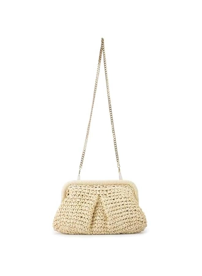 Arabest Straw Clutch Purse for Women Cloud Dumpling Pouch Straw Crossbody Shoulder Handbag Summer Beach Woven Bag - Image 5