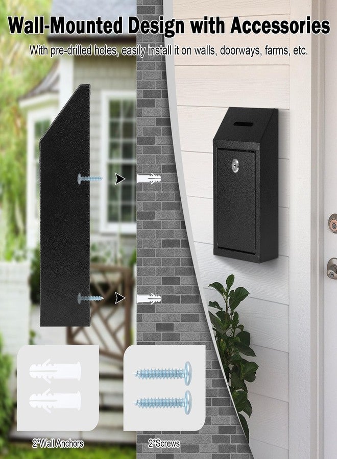 KYODOLED Money Drop Box with Lock & Slot, Metal Cash Collection & Suggestion Box for Farm Stand Sales, Office or Home Wall Mount Use, 10.24x5.7x2.95 Inch, Black - Image 4