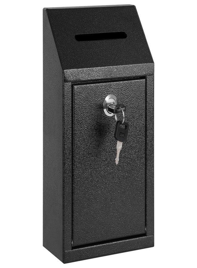 KYODOLED Money Drop Box with Lock & Slot, Metal Cash Collection & Suggestion Box for Farm Stand Sales, Office or Home Wall Mount Use, 10.24x5.7x2.95 Inch, Black - Image 1