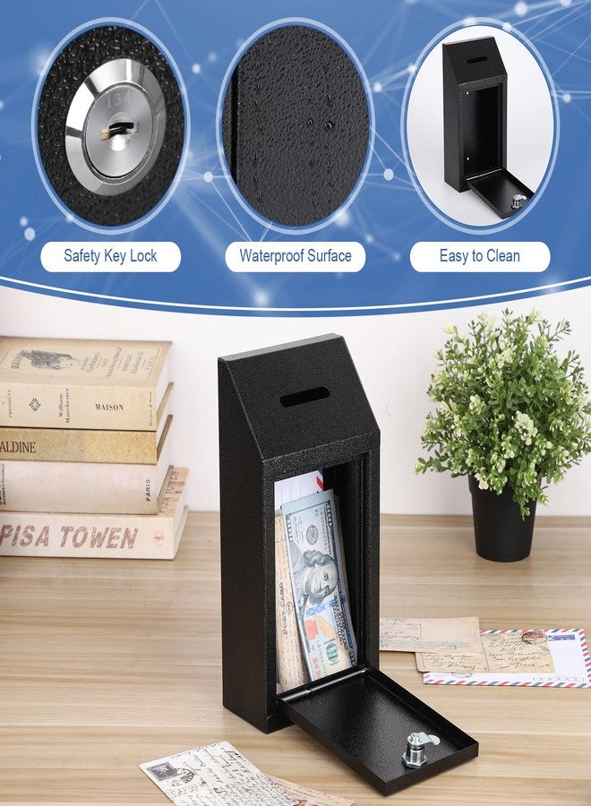 KYODOLED Money Drop Box with Lock & Slot, Metal Cash Collection & Suggestion Box for Farm Stand Sales, Office or Home Wall Mount Use, 10.24x5.7x2.95 Inch, Black - Image 5