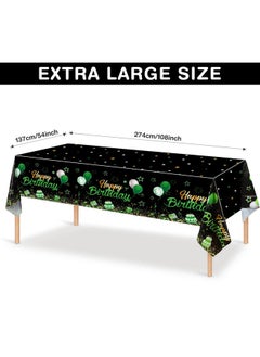 Breling 3 Pack Birthday Party Supplies Confetti Sprinkles Happy Birthday Tablecloths Starry Table Covers For Kids Adults Birthday Party Decorations 54 X 108 Inches (Green And Black)  - Image 2