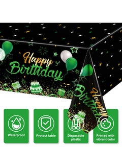 Breling 3 Pack Birthday Party Supplies Confetti Sprinkles Happy Birthday Tablecloths Starry Table Covers For Kids Adults Birthday Party Decorations 54 X 108 Inches (Green And Black)  - Image 4