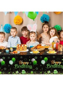 Breling 3 Pack Birthday Party Supplies Confetti Sprinkles Happy Birthday Tablecloths Starry Table Covers For Kids Adults Birthday Party Decorations 54 X 108 Inches (Green And Black)  - Image 5