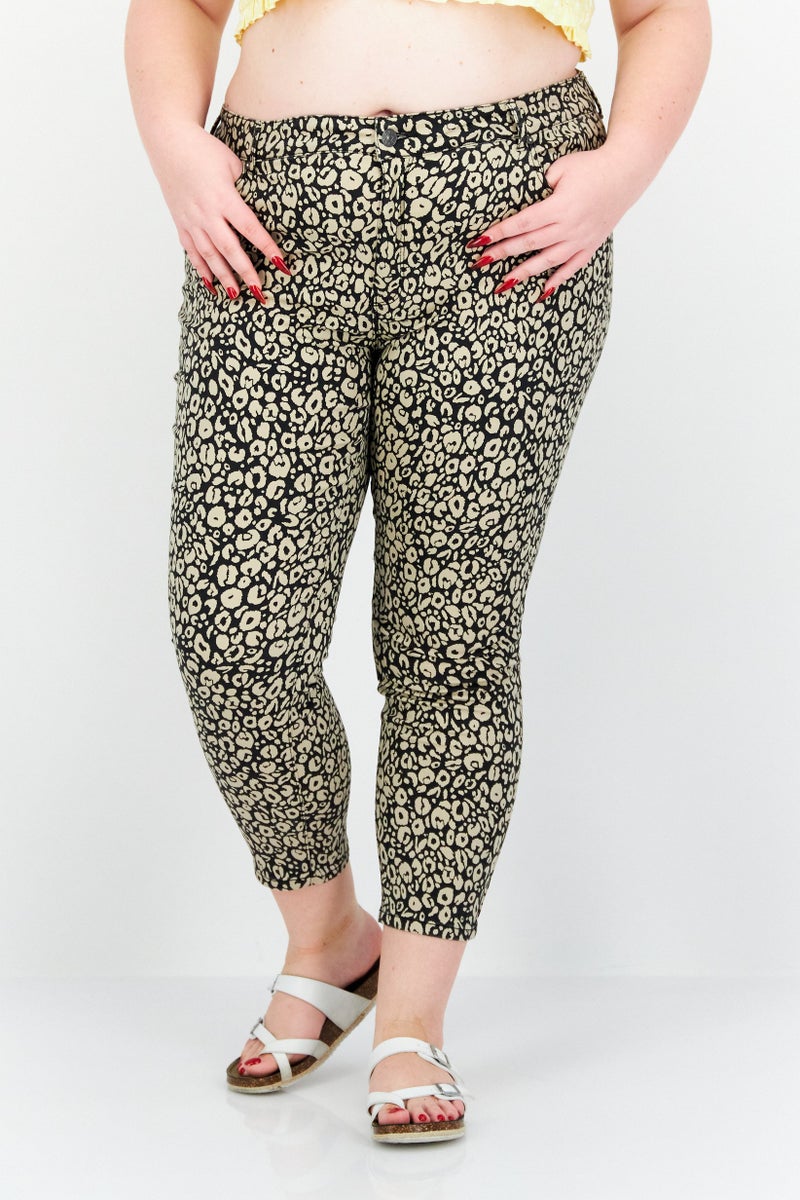 ONLY Women Regular Fit Allover Print Mid Rise Pants, Multicolor - Image 1