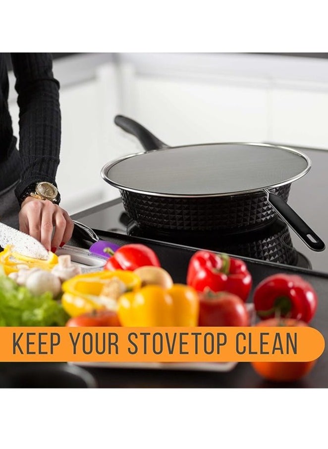3Pcs Kitchen Supply Splatter Screens Stainless Steel Fine Mesh,Comfort Grip Handles,Use on Boiling Pots Frying Pans,Grease Oil Guard Safe Cooking Splash Protection Lid