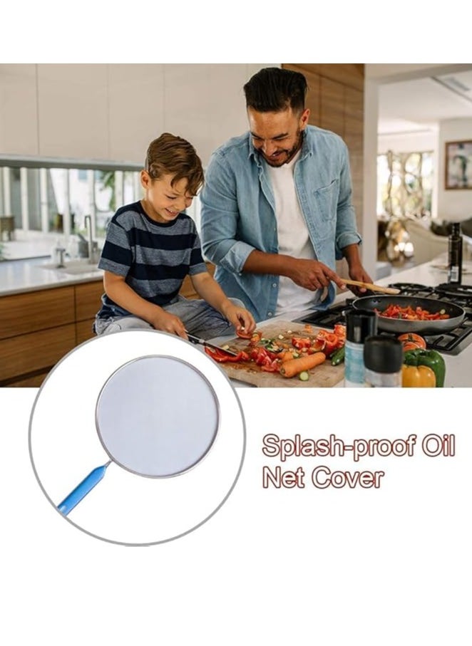 3Pcs Kitchen Supply Splatter Screens Stainless Steel Fine Mesh,Comfort Grip Handles,Use on Boiling Pots Frying Pans,Grease Oil Guard Safe Cooking Splash Protection Lid