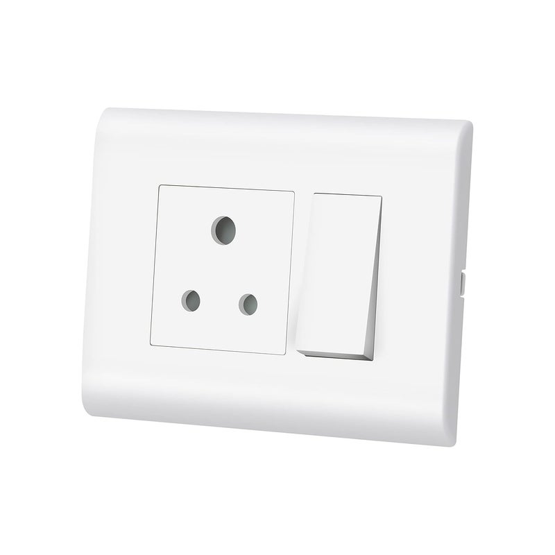Wipro Northwest Nowa Switch Combo of 3M Plate 1M 6A Switch 6A 3Pin Socket White Kit 5 - Image 2