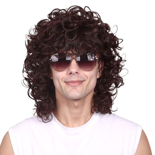 FantaLook Short Curly Brown Halloween Cosplay Wig for Men - Image 1