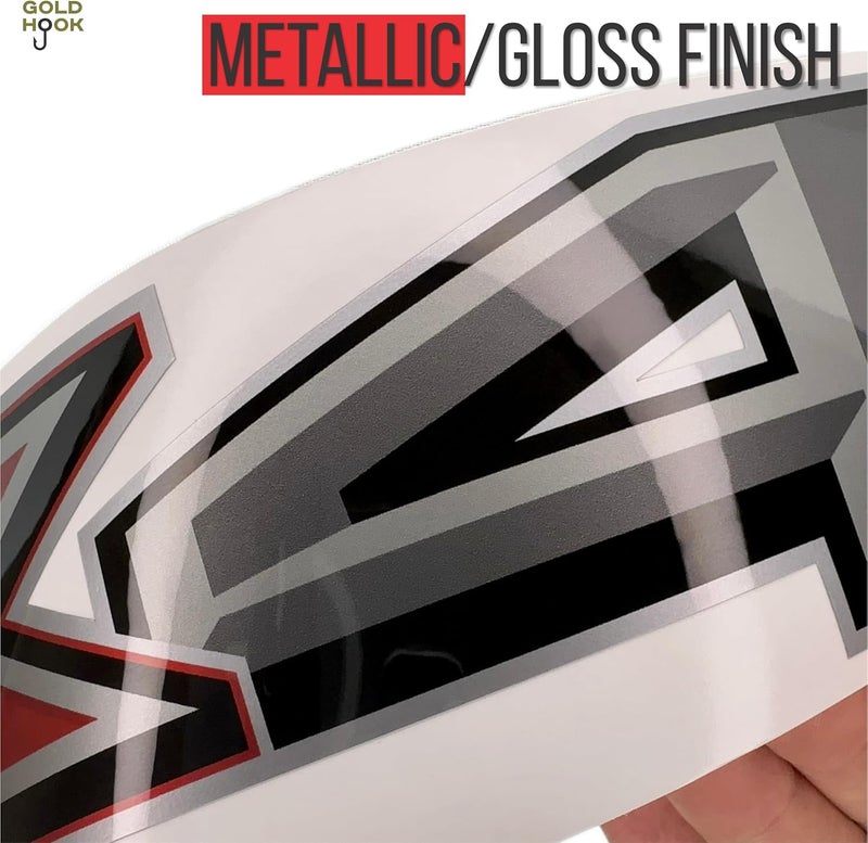 EMODA 4x4 Premium Metallic Decals – Bedside Replacement Stickers for Ford F150/F250/F350 Super Duty – Black/Red Gloss Finish – Set of 2 - Image 1