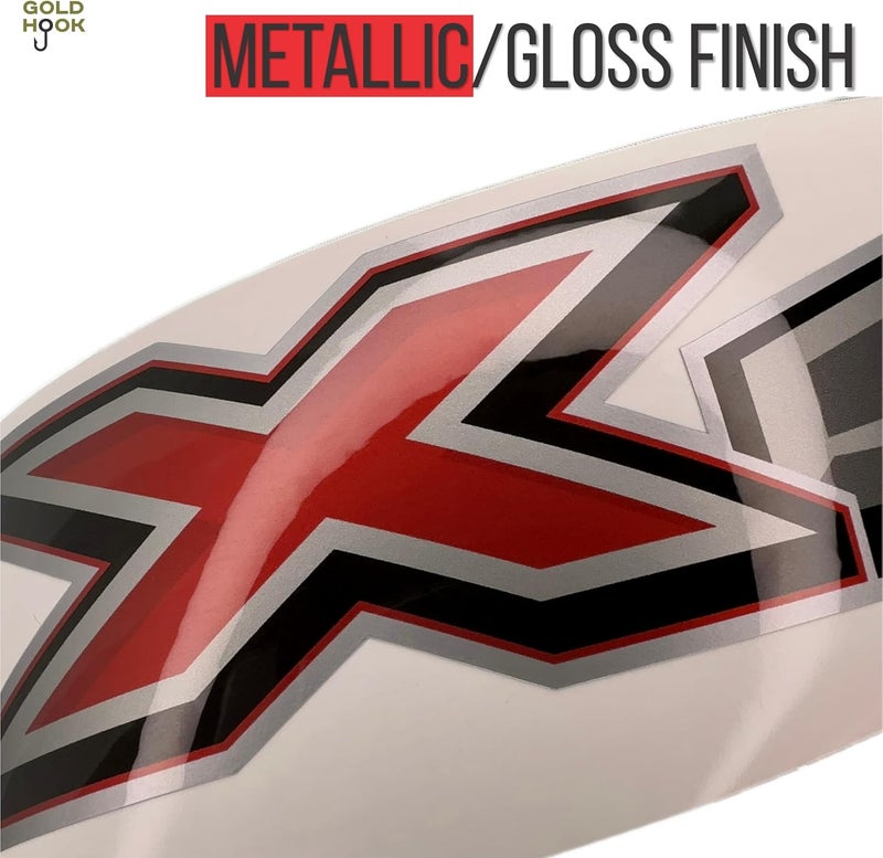 EMODA 4x4 Premium Metallic Decals – Bedside Replacement Stickers for Ford F150/F250/F350 Super Duty – Black/Red Gloss Finish – Set of 2 - Image 2