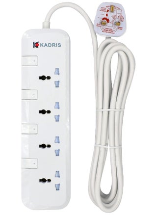شريط طاقة CG7004 سلك تمديد ثقيل مع 4 مآخذ مع مفاتيح، قابس شحن مع سلك تمديد مقاوم للحرارة بطول 4 متر (أبيض) - pzsku/Z2592323B16DC675B1437Z/45/_/1729497643/daf533db-0c28-488d-a05d-ea4da162aca9