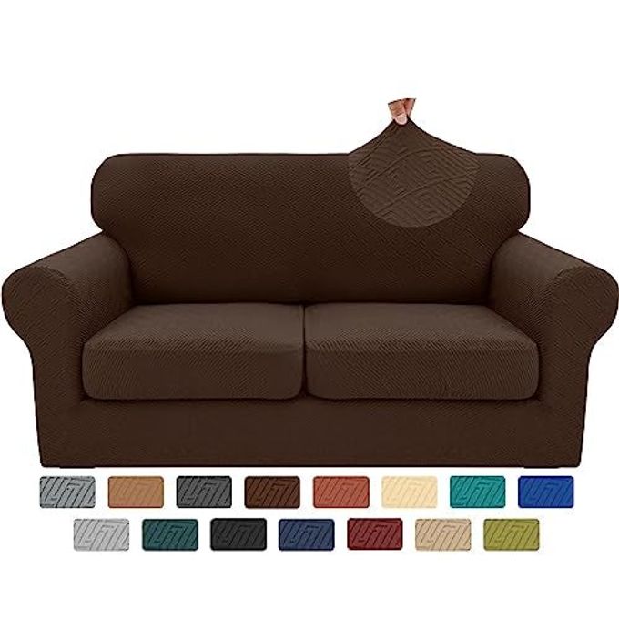 2025 NEW 3 PIECES COUCH COVERS FOR 2 CUSHION SOFA SUPER STRETCH LOVESEAT SLIPCOVER PET DOG UNIVERSAL SLIP COVER ANTI SLIP LOVE SEAT FURNITURE PROTECTOR COFFEE 5569