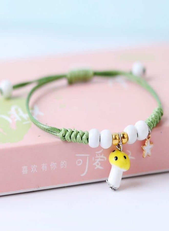 Pingyongchang 6Pcs Cute Funny Mushroom Bracelets Colorful Beaded Luck String Rope Chain Braided Bracelet Friendship Jewelry for Women - Image 2