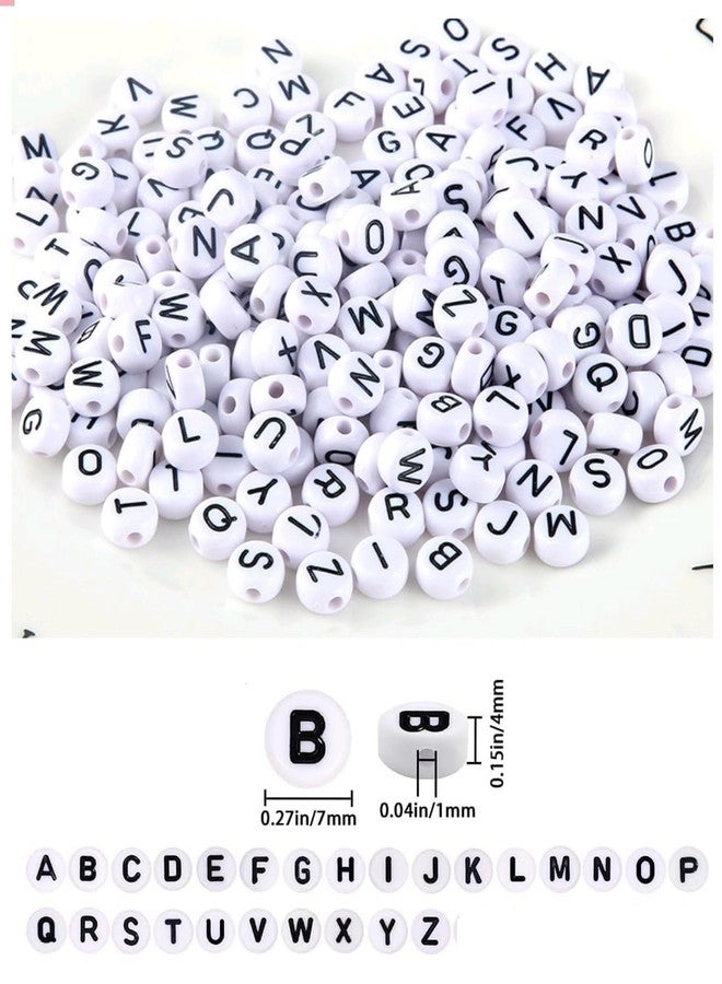 Prescent Alphabet Beads White Round Acrylic Black Letter Beads, for Bracelets and Jewelry Making (500 pc) - Image 3