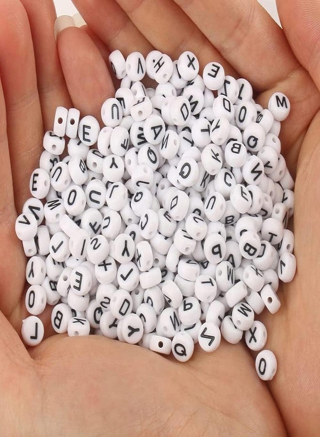 Prescent Alphabet Beads White Round Acrylic Black Letter Beads, for Bracelets and Jewelry Making (500 pc) - Image 4