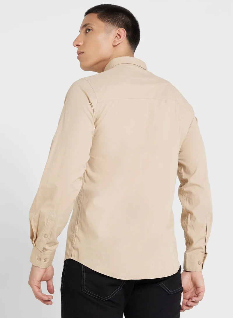 سفنتي فايف قميص قطني نقي كاجوال بجيبين