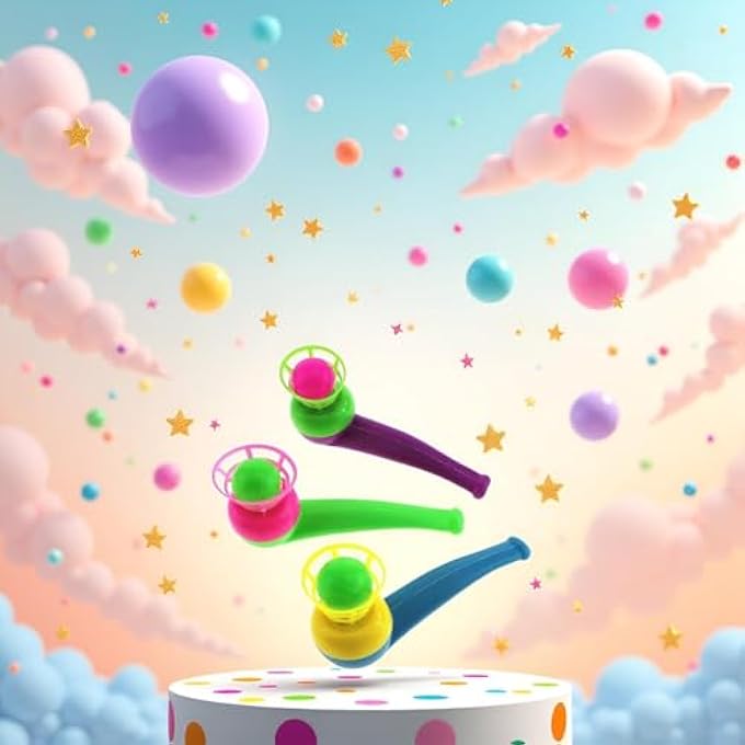 GOUDOGEDC 3PCS Ball Blowing Floating Blow Pipe Balls, Floating Ball for Birthday PartyBalance Game (Random Color) - Image 3