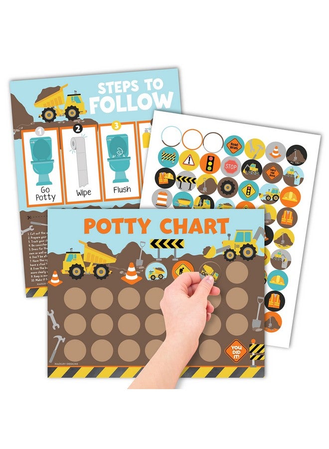 Hadley Designs Construction Potty Training Chart For Toddlers Boys - Potty Chart For Boys With Stickers, Kids Potty Training Chart For Toddlers Boys, Potty Sticker Chart For Toddlers Boy - Image 1