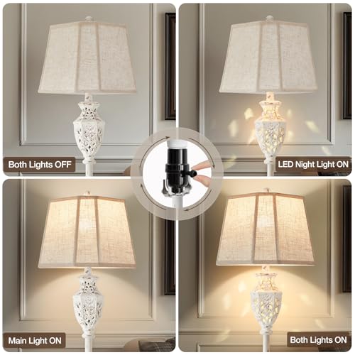 Luvkczc Rustic Floor Lamp - Resin Carved Base with Hollow Night Light, Farmhouse Floor Lamps, Vintage Standing Lamp for Living Room, Bedroom (Includes Bulb) - Image 3