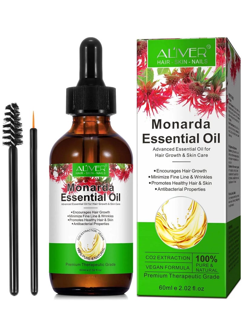 ALIVER - 60ml Monarda Oil for Hair Growth 100% Pure Natural Co2 Extraction Monarda Essential Oil for Hair & Skin Reduce Fine Lines & Wrinkles Promotes Hair Eyelash Eyebrow Growth & Antibacterial - Image 1