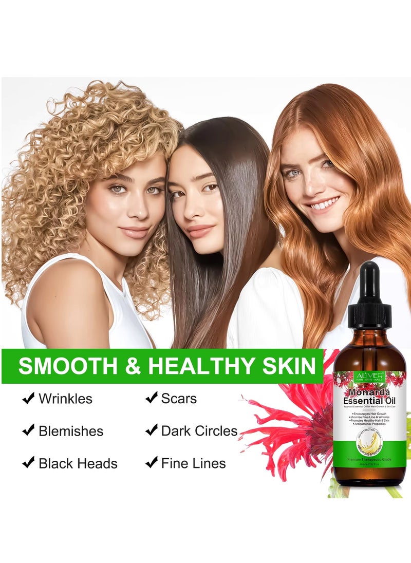 ALIVER - 60ml Monarda Oil for Hair Growth 100% Pure Natural Co2 Extraction Monarda Essential Oil for Hair & Skin Reduce Fine Lines & Wrinkles Promotes Hair Eyelash Eyebrow Growth & Antibacterial - Image 1