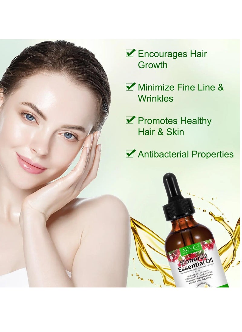 ALIVER - 60ml Monarda Oil for Hair Growth 100% Pure Natural Co2 Extraction Monarda Essential Oil for Hair & Skin Reduce Fine Lines & Wrinkles Promotes Hair Eyelash Eyebrow Growth & Antibacterial - Image 1