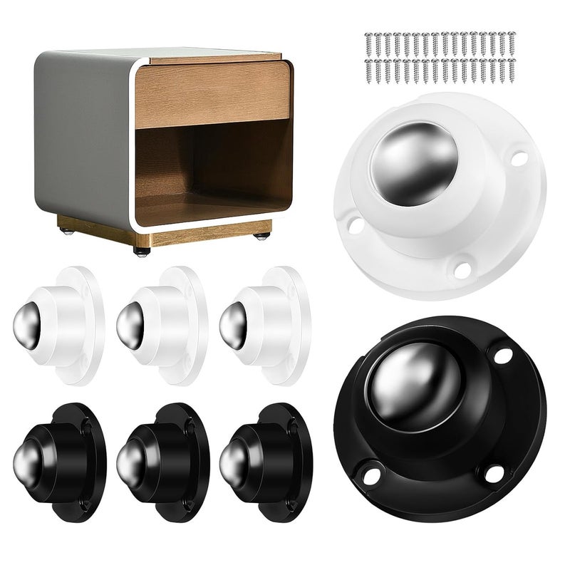 8 قطع عجلات كاستر لاصقة صغيرة دوارة ثقيلة الوزن صامتة وسلسة للأثاث - Image 1